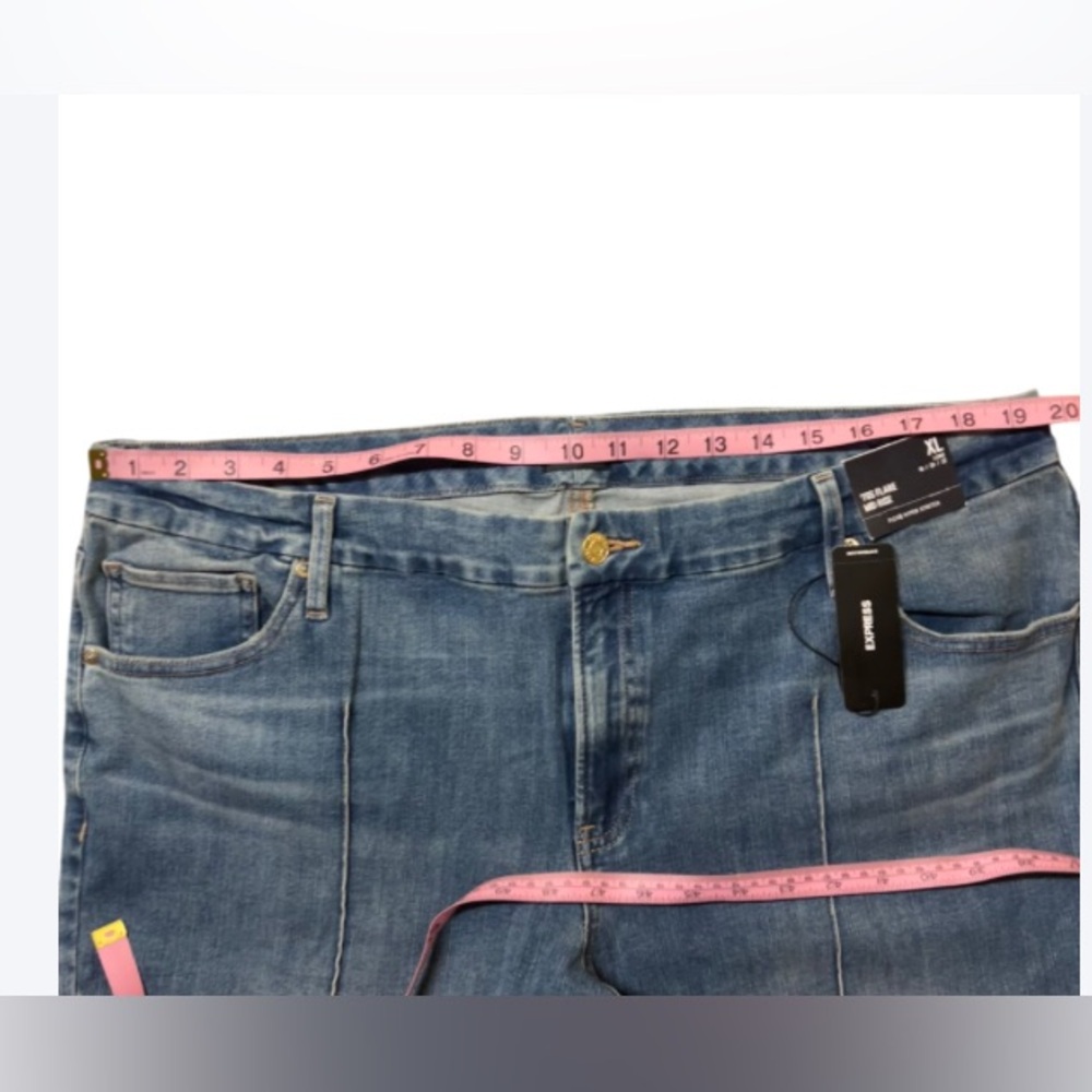 NEW Express 70s Flare Mid Rise Flexx Hyper Stretch Blue Jeans Women's Size XL - Picture 9 of 9